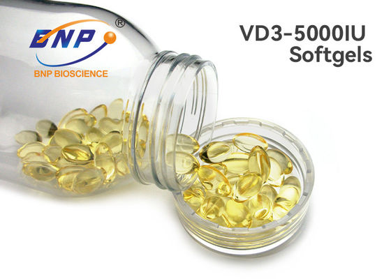 Ergänzungs-transparentes Vitamin D3 5000 IU Softgels Soem-250mg
